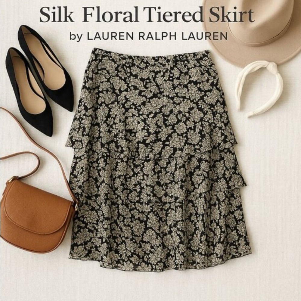 Lauren Ralph Lauren Tiered Silk Skirt
